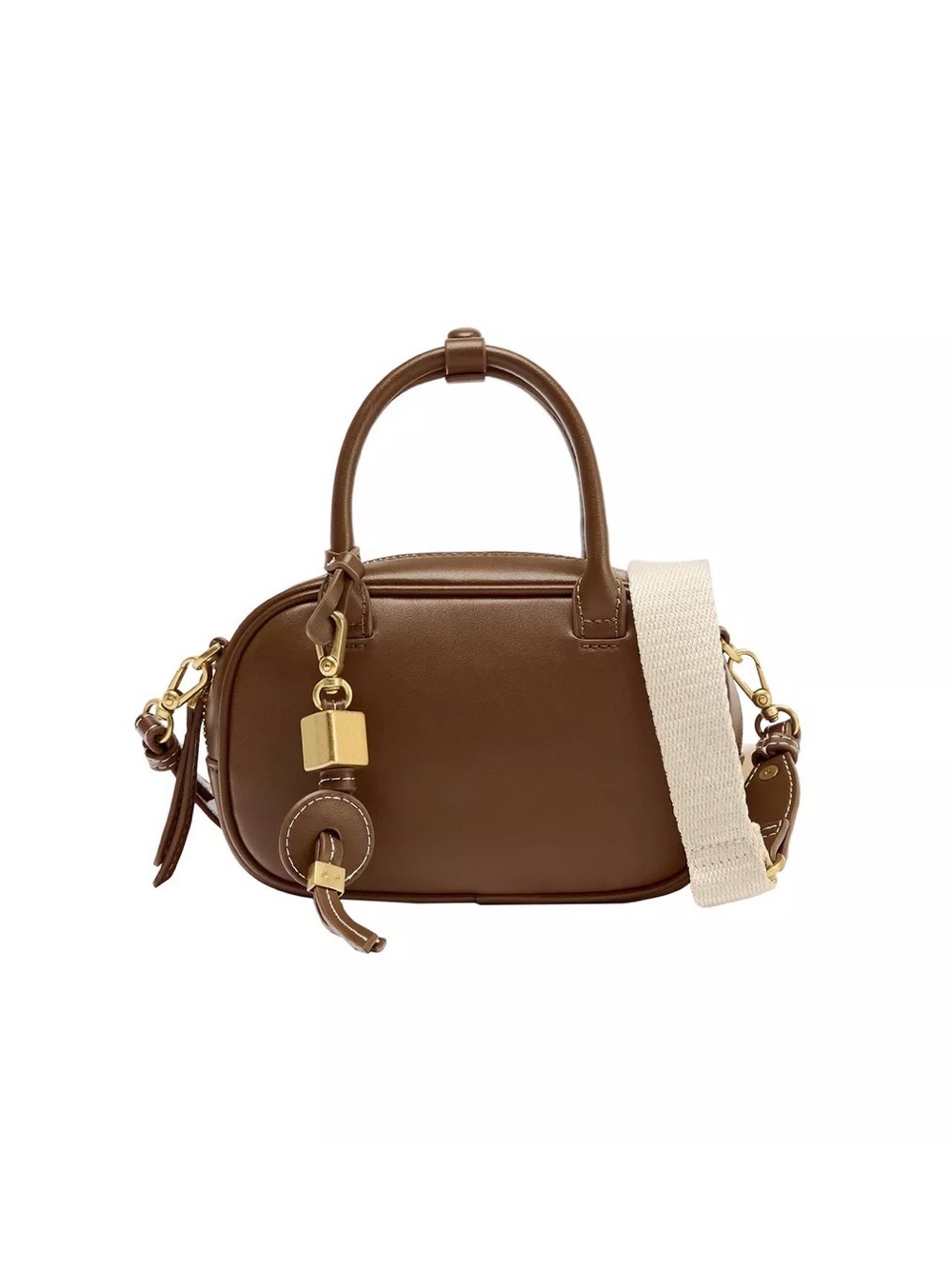 ZARA Brown Women's Leather Crossbody Satchel